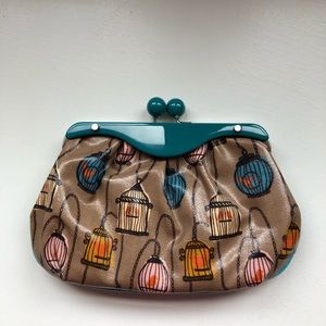 Brand new Fossil Keyper bird cage print clutch